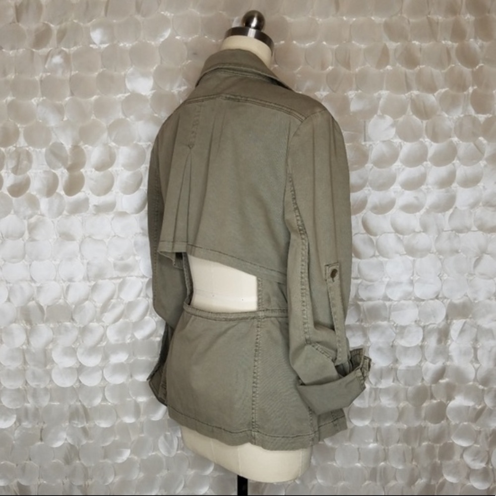 BCBGMAXAZRIA Bronnen Open Back Cargo Jacket XS Olive Green Utility Jacket - Picture 5 of 7